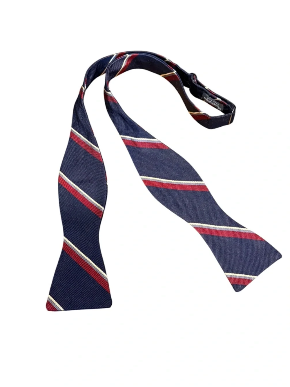 Robert Talbott Silk Bow Tie Navy Burgundy Stripe Self-Tie Vintage Men